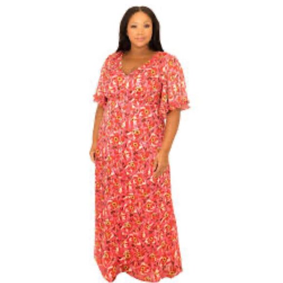 Maree Pour Toi Women's Maxi Dress Plus Sz 26 Ruffles Party Wedding Casual  Boho - Picture 1 of 6